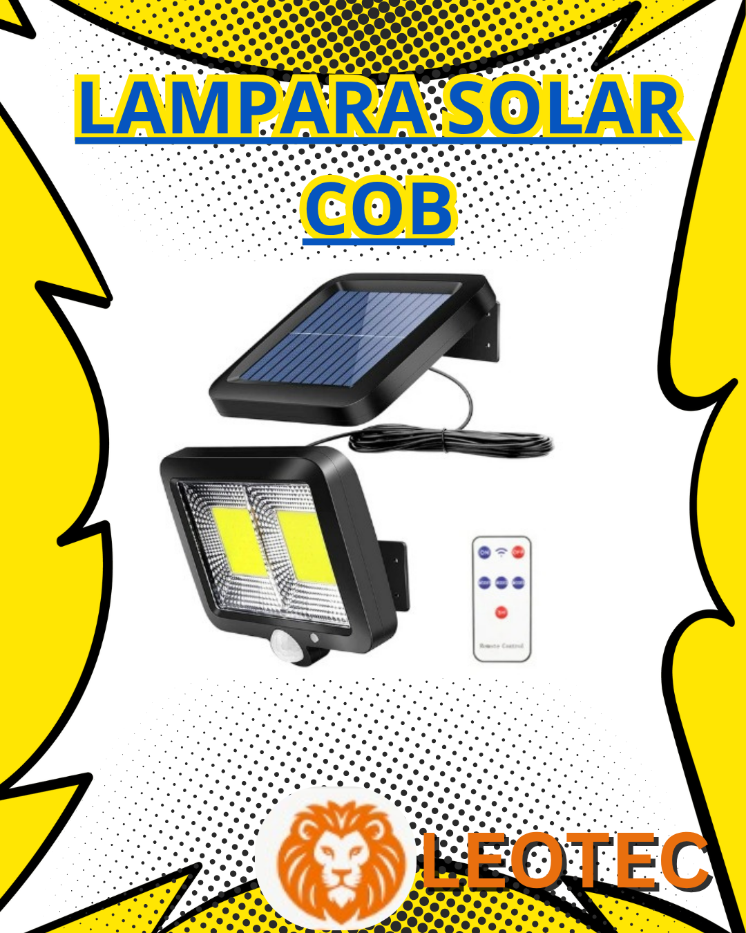 Lámpara solar LED con sensor de movimiento y control remoto - Imagen 4